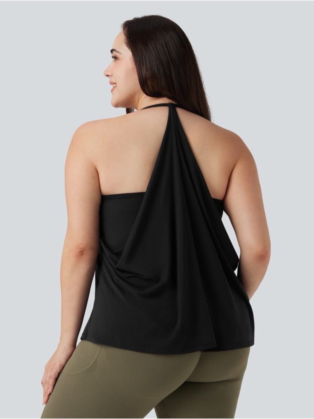 Halara Plus Size SoftlyZero Airy Halter Draped Yoga Sports Top-UPF50 - Picture 2 of 6